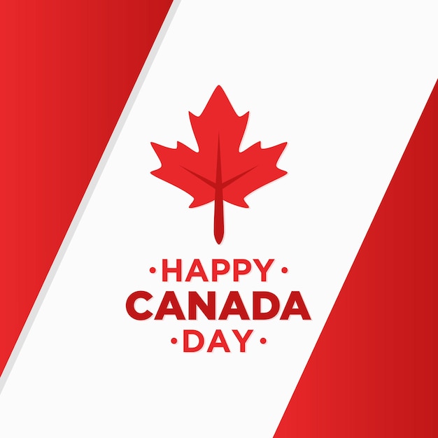 Happy canada day background with red maple leaf