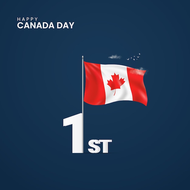 Happy Canada Day Canada day design for social media banner poster Canada flag 1 July