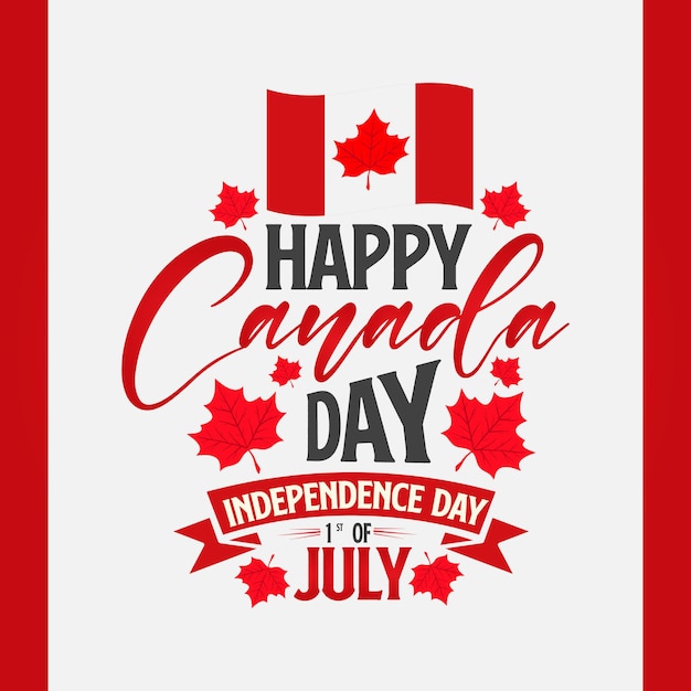 Happy canada day canada lettering foglia d'acero 1 luglio saluti