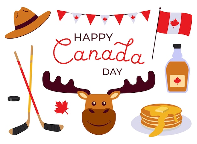 Vector happy canada day collection of decoration vector illustration in flat style