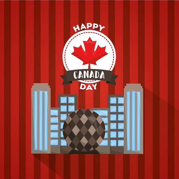Vector happy canada day greeting card celebration vancouver city