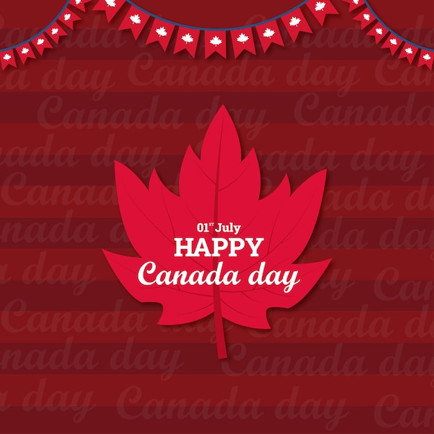 Vector happy canada day greeting social media post with maple leaf vector and canada day text pattern