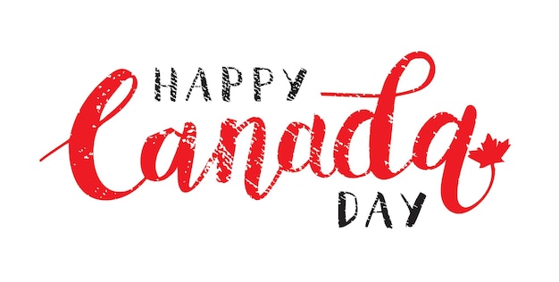 Happy Canada Day Hand Drawn Calligraphy Pen Brush Vector