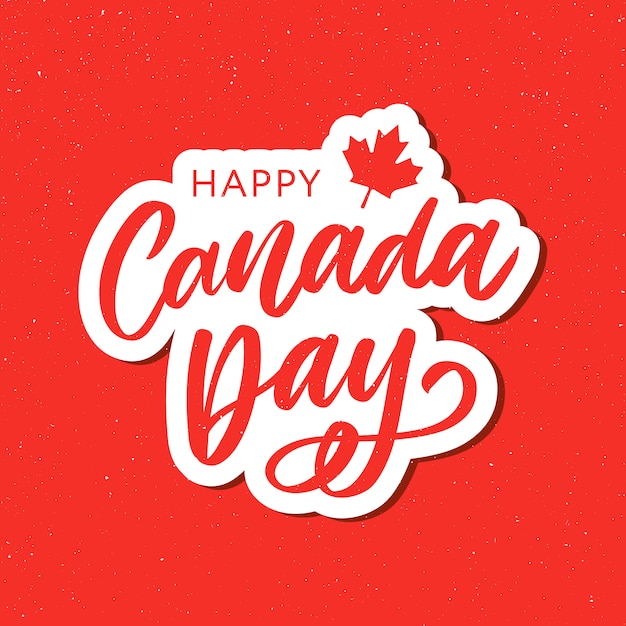 Vector happy canada day hand drawn calligraphy pen brush