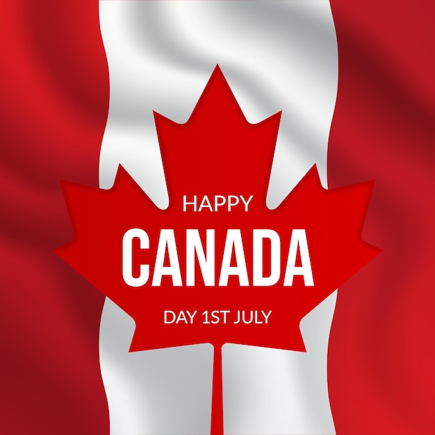 Happy Canada Day July 1st illustration on Canada flag background Celebrating Canada independence day