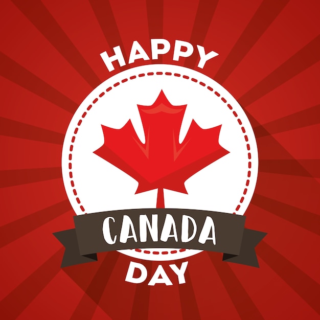 Happy canada day ярлык кленовый лист символ