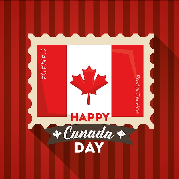 Happy canada день почтовая марка флаг канадский