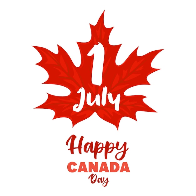 Vector happy canada day poster canadese vlag vector illustratie wenskaart met rood esdoornblad en met de hand getekende kalligrafie belettering