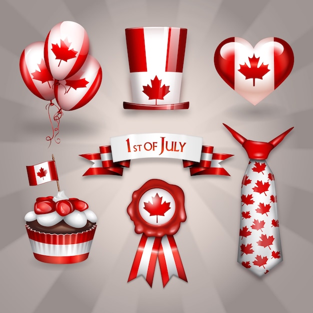 Vector happy canada day seven party sticker overlays