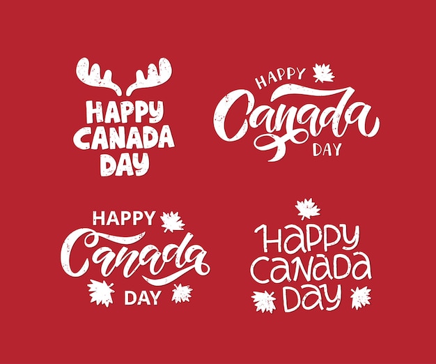 Vector happy canada day vakantie vector illustratie set