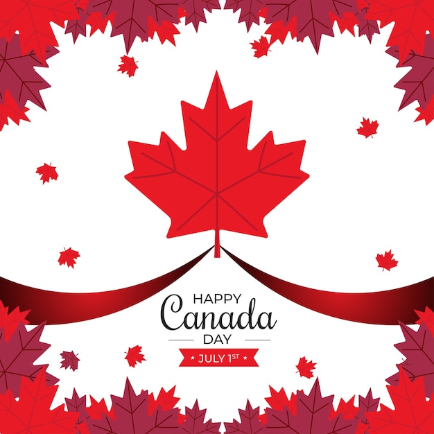 Happy canada day vector social media poster design