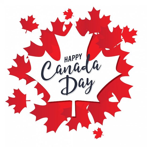 Premium Vector Happy canada day vector template with maple leaves