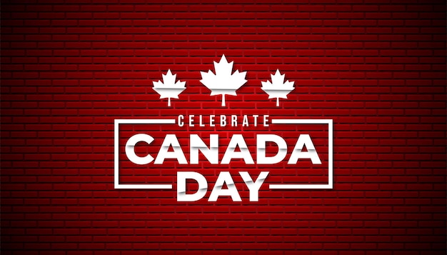 Happy canada day with brick wall background template.