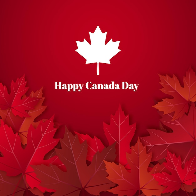 Happy canada day with maple leaf