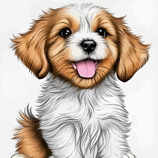 Happy carefree beautiful maltes dog illustration