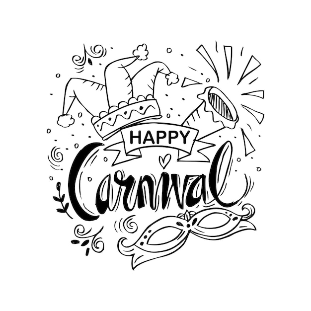 Vector happy carnival festive doodle