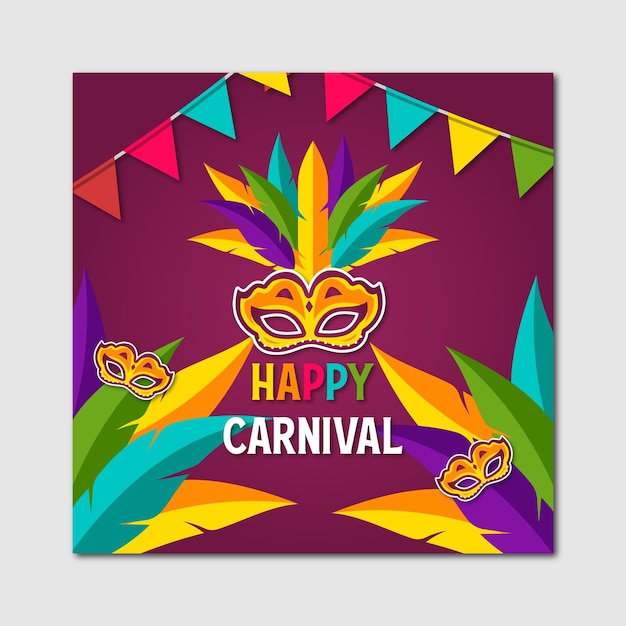 Vector happy carnival social media post template