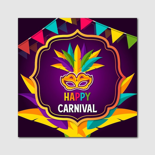 Vector happy carnival social media post template