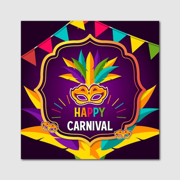 Vector happy carnival social media post template