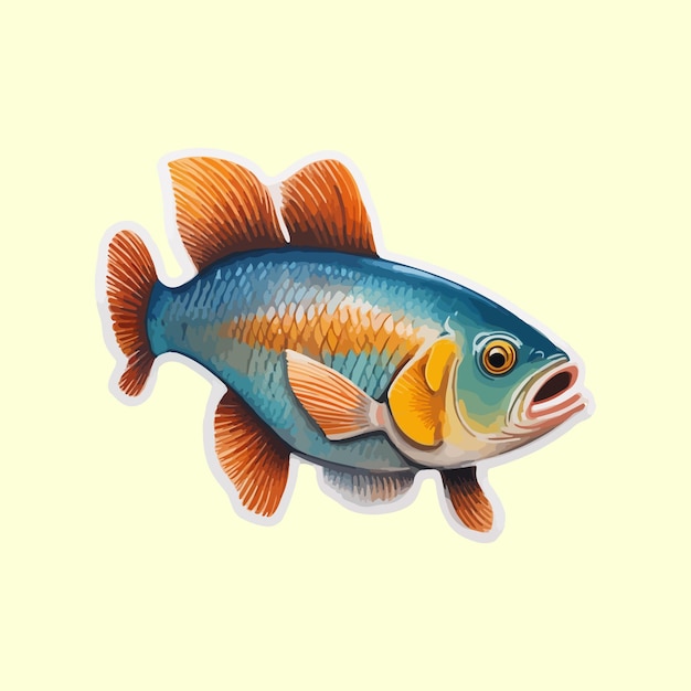 happy carp fish cartoon sticker