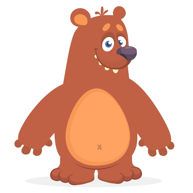 Happy cartoon bear vector illustration of grizzly bear