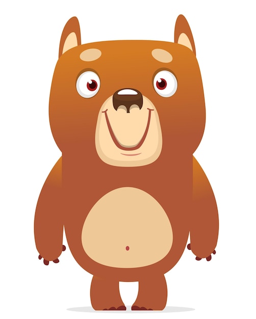 Счастливый мультяшный медведь векторная иллюстрация бурого медведя