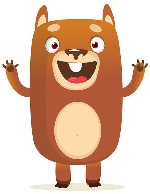 Happy cartoon beer Vector illustratie van bruine beer geïsoleerd