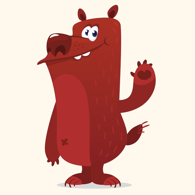 Happy cartoon beer Vectorillustratie van bruin grizzly beer karakter