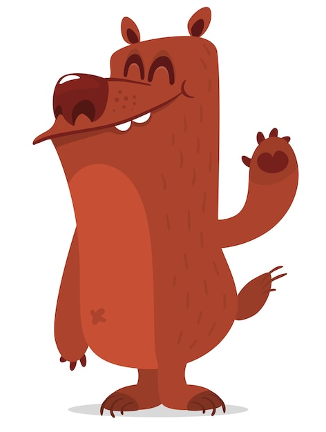 Happy cartoon beer Vectorillustratie van bruin grizzly beer karakter