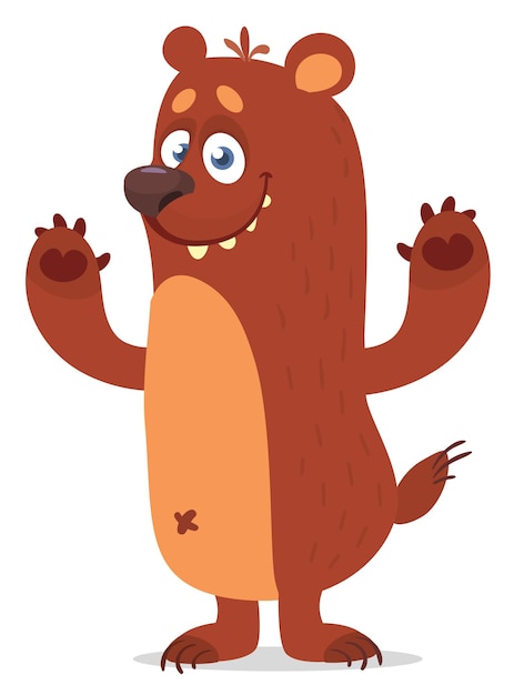 Happy cartoon beer Vectorillustratie van bruin grizzly beer karakter