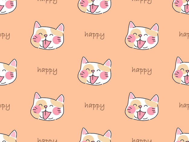 Vector happy cartoon character seamless pattern on orange background