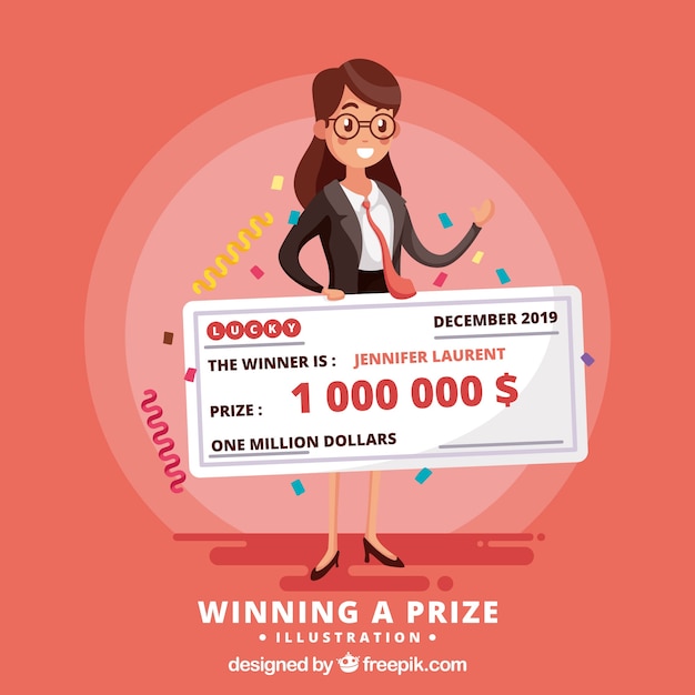 happy cartoon character winning a prize