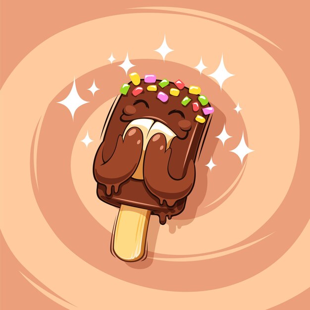 Happy cartoon chocolate ice cream