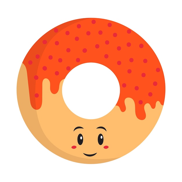 Счастливый мультфильм лицо пончики оранжевый стикер
