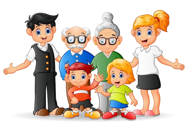 Vector happy cartoon familie