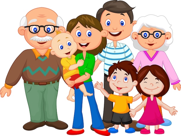 Happy cartoon family