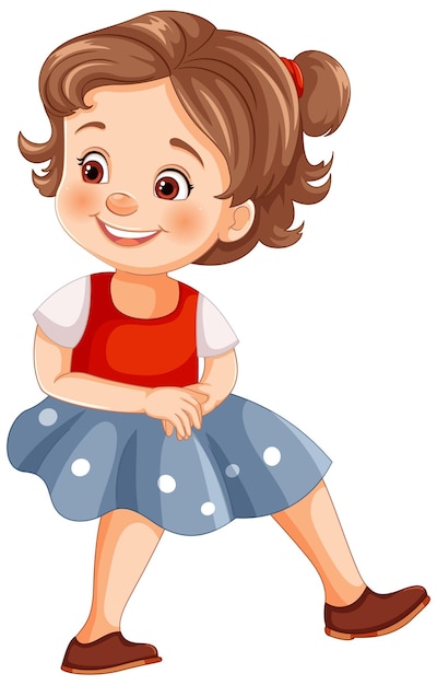 Vector happy cartoon girl dancing