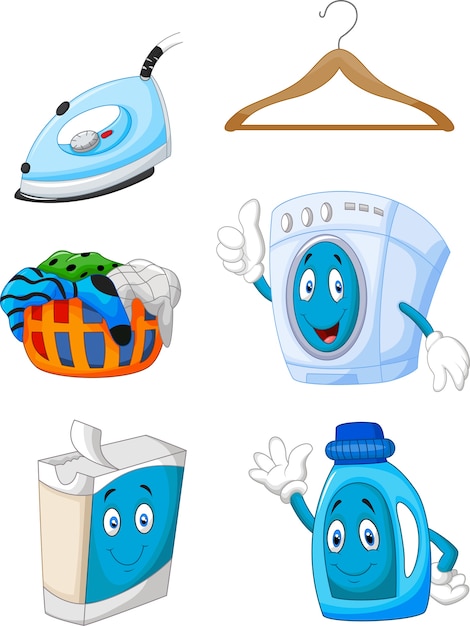 Vector happy cartoon laundry