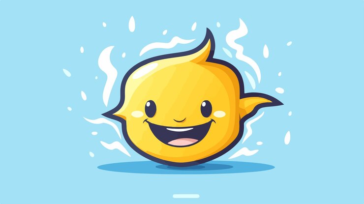 Vector happy cartoon lightning bolt character smiling