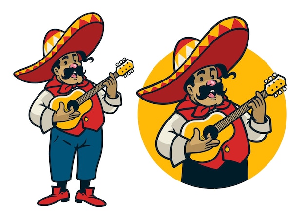 Happy cartoon mexican singer logo