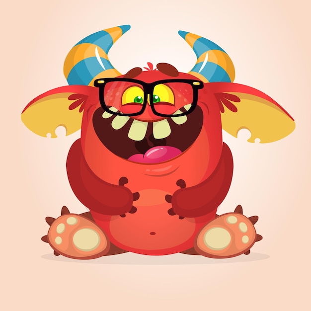 Happy cartoon monster Vector funny illustration