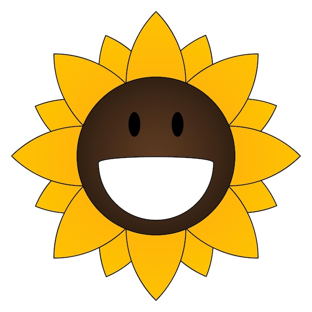 Vector happy cartoon sunflower face vector ilustration