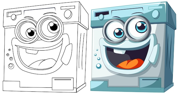 Happy cartoon washing machines