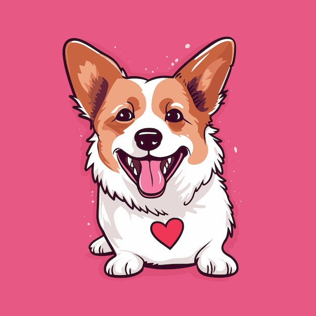 Happy cartoon welsh corgi puppy dog Portrait of cute little dog vector illustration