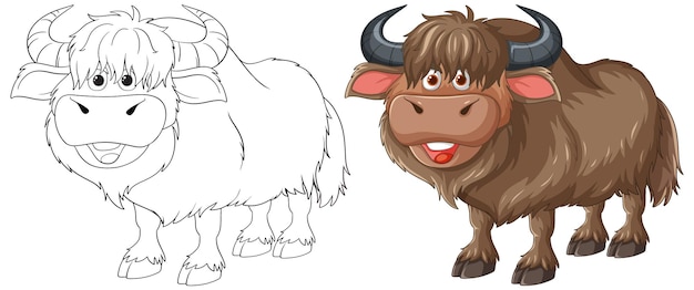 Vector happy cartoon yak illustration