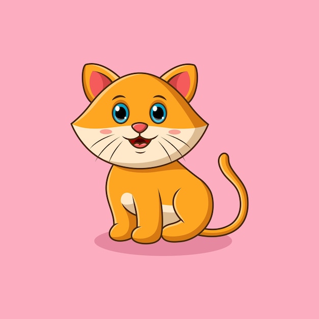 Happy cat cartoon isolated background vector illustration