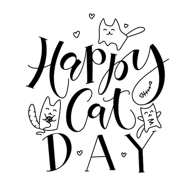 Happy cat day vector illustration isolated on white background