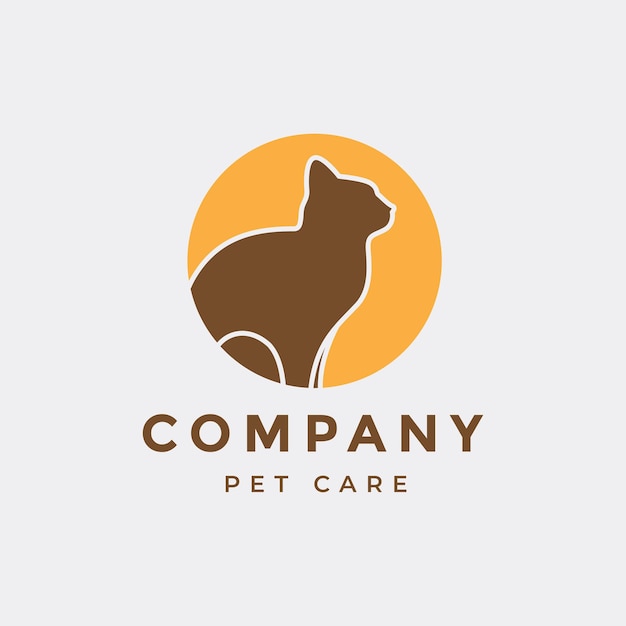 Happy cat mammal kitten care logo design vector graphic illustration