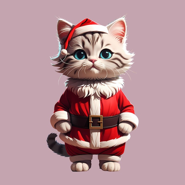 Vector happy cat merry christmas