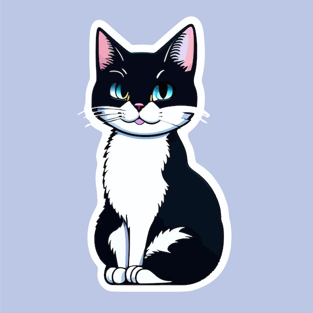 Happy Cat sticker vector ontwerpsjabloon